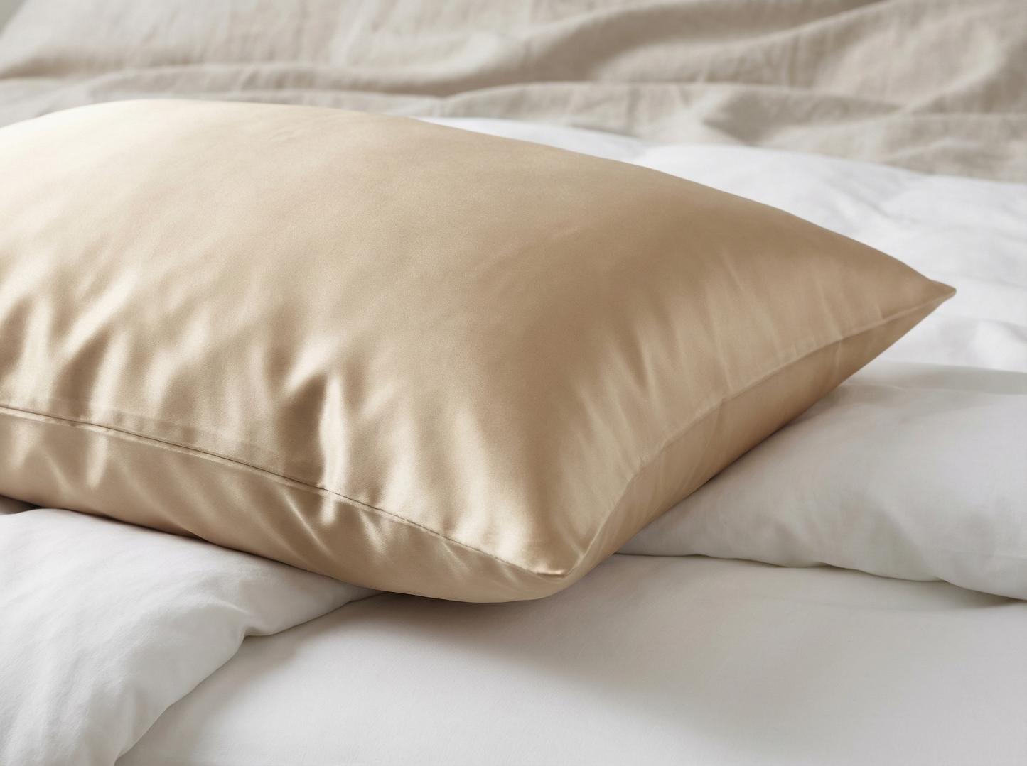 Premium Silk Pillowcase for Hair & Skin – Beige (Cooling & Smooth Finish)